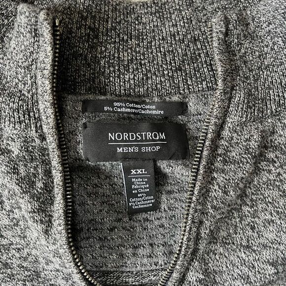 Nordstrom Men’s Shop Cotton Cashmere Heathered Quarter Zip - Picture 2 of 6